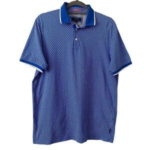 Ted Baker London Bright Royal Blue White Pattern Cotton Short Sleeve Polo Size 4